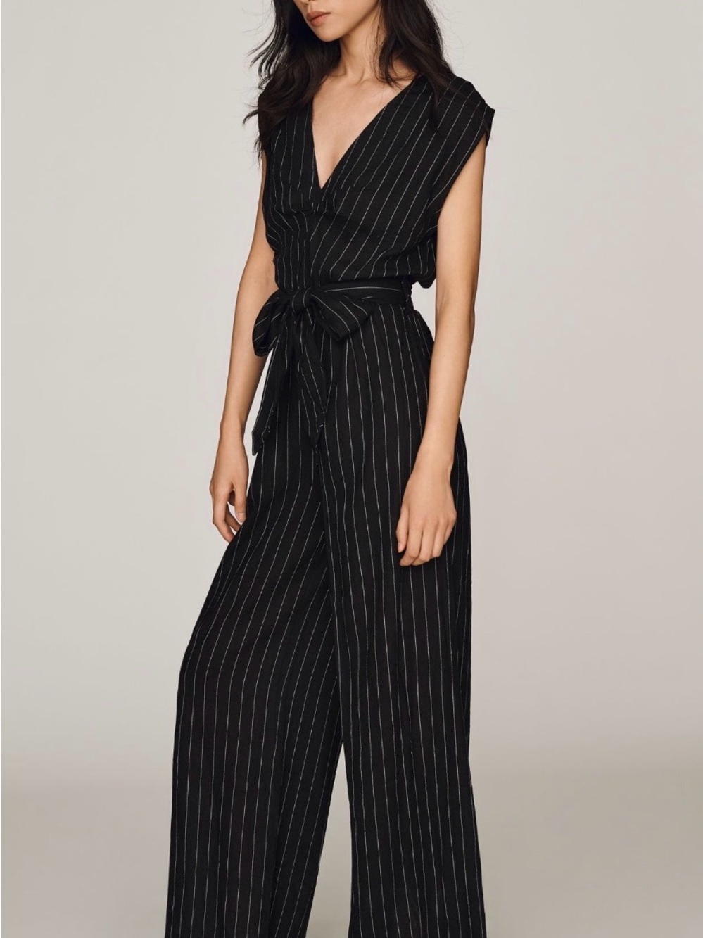 Bishop + Young Black Pinstripe Jumpsuit
